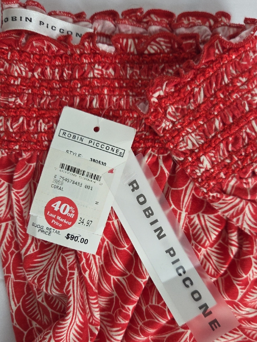 Robin Piccone Red Leaf-Print Cover-up.
